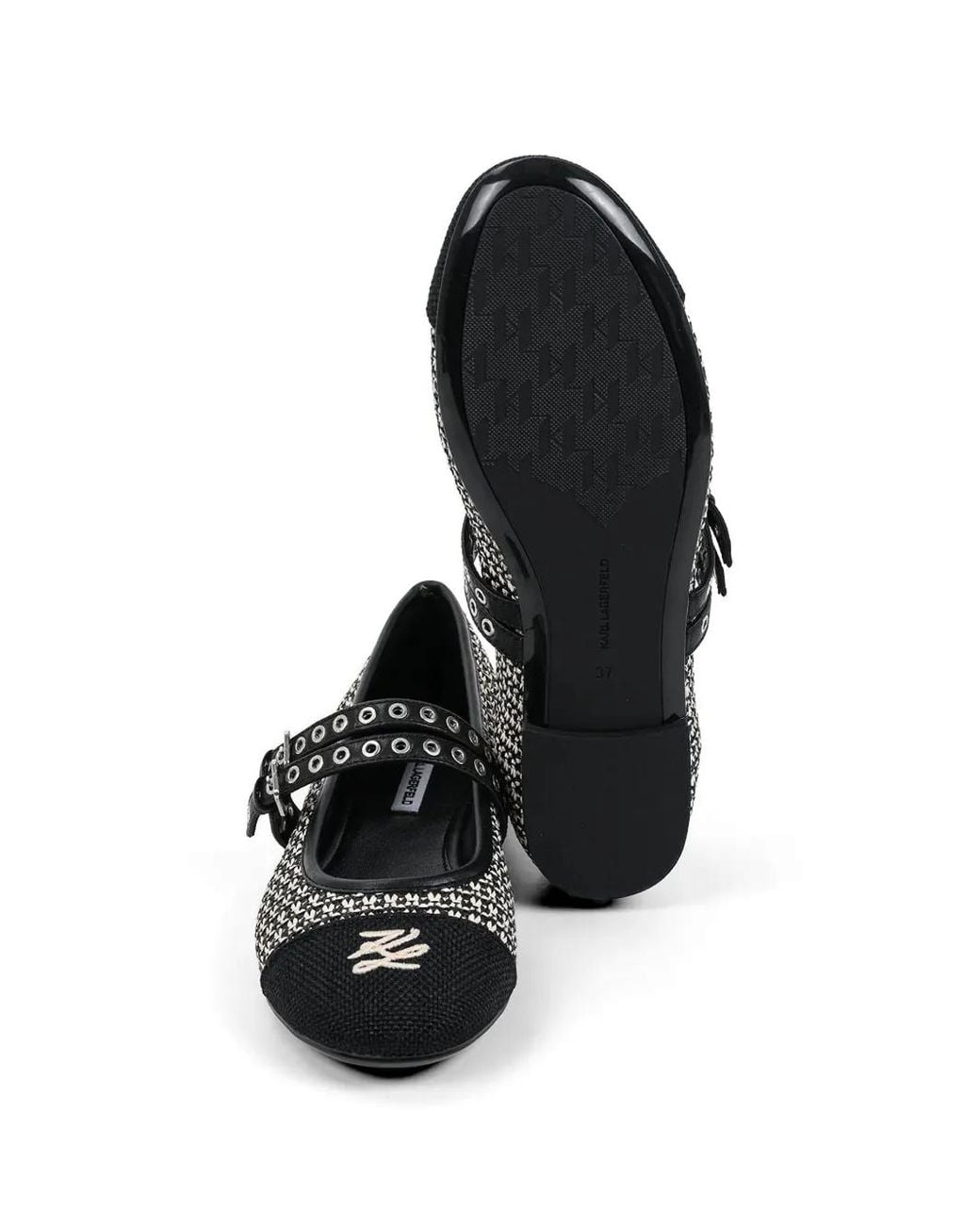 Karl Lagerfeld White Eyelet-Embellished Ballet Flats