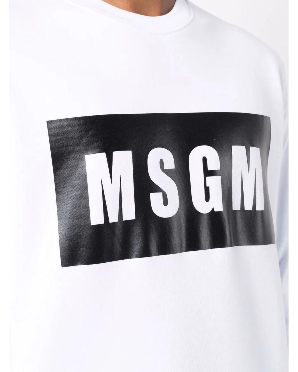 MSGM Black Logo-Print Cotton Sweatshirt for men