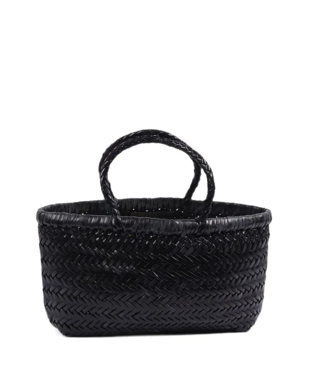 Dragon Diffusion Black Mini Gora Woven Leather Tote Bag