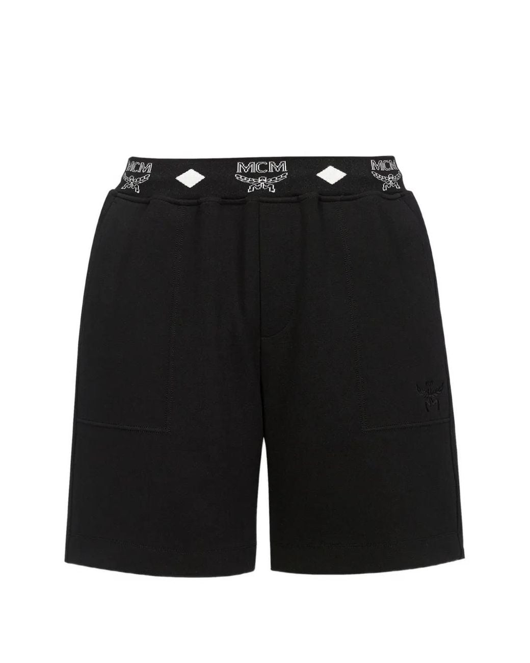 MCM Black Logo-Waistband Ponte Shorts for men