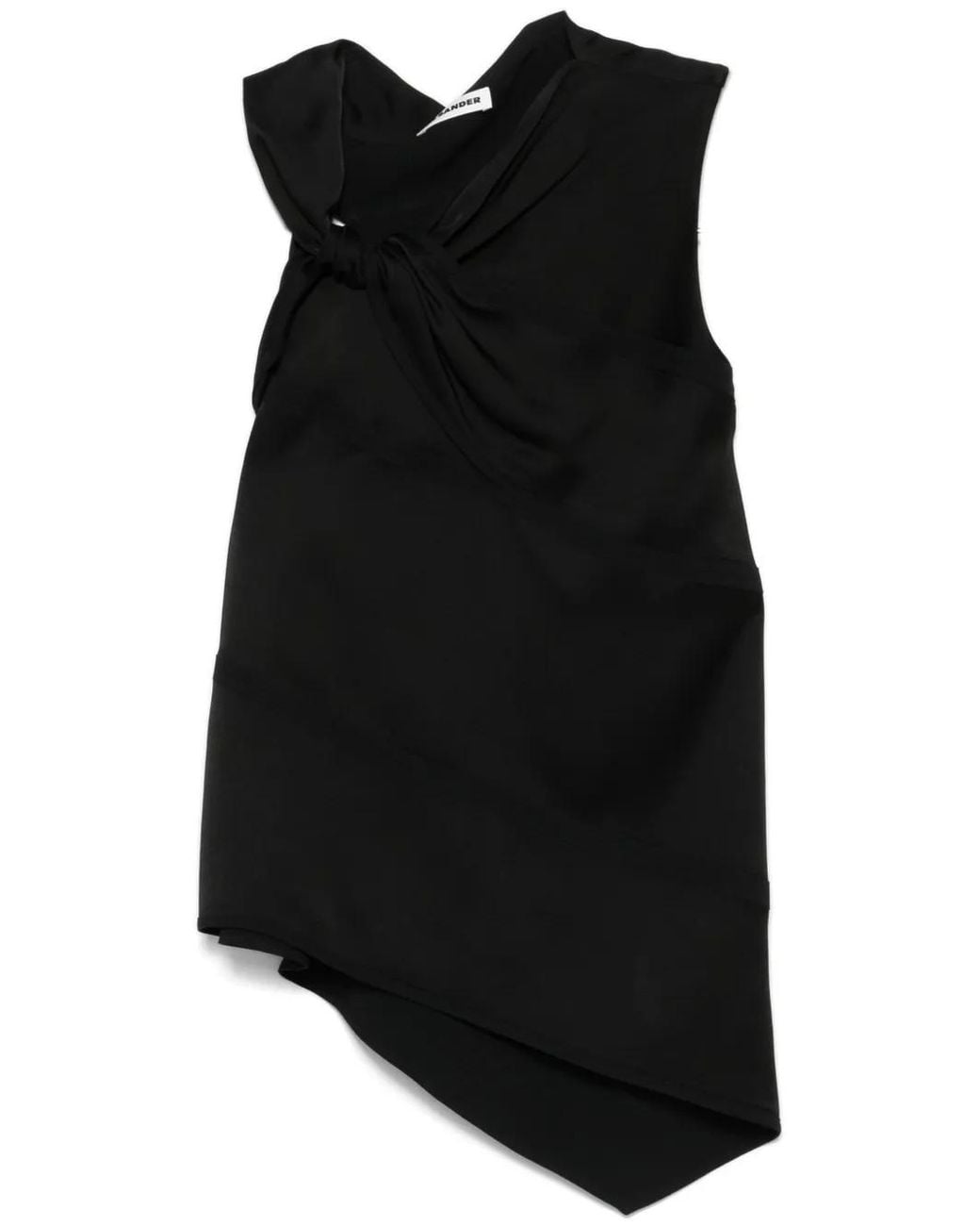 Jil Sander Black Sm Top Asymmetric Gloss With Bow