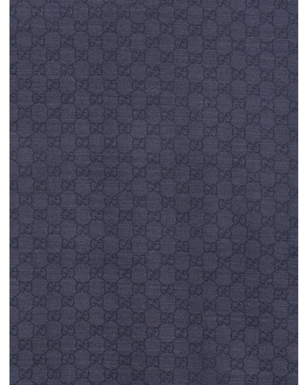 Gucci Blue Gg Supreme Patterned Wool Scarf