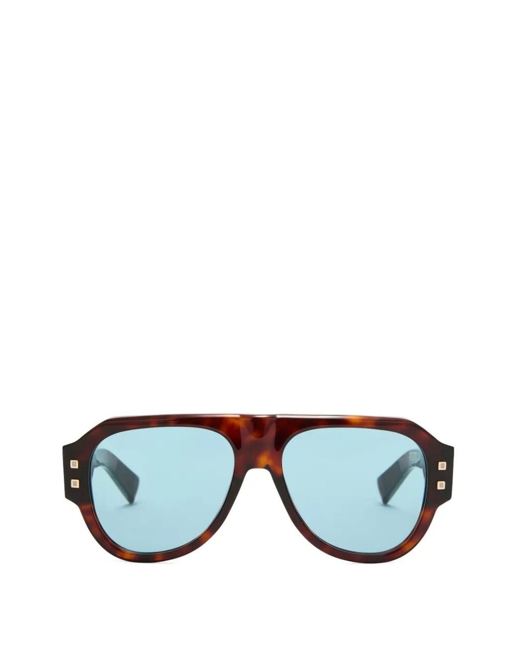 Balmain Blue Tortoiseshell-Effect Pilot-Frame Sunglasses