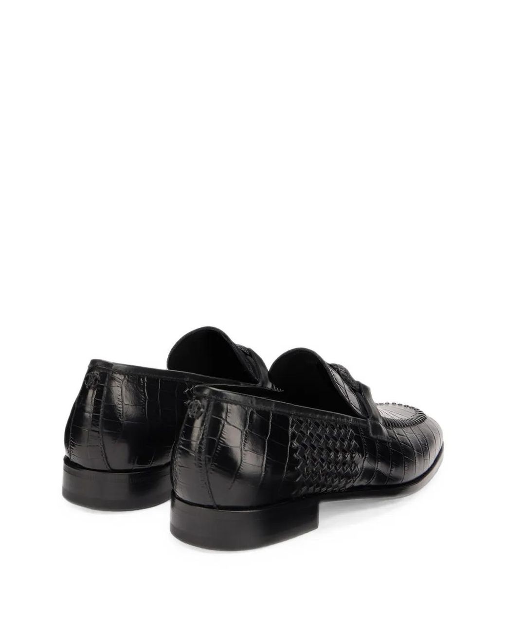 Roberto Cavalli Black Crocodile-Effect Loafers for men