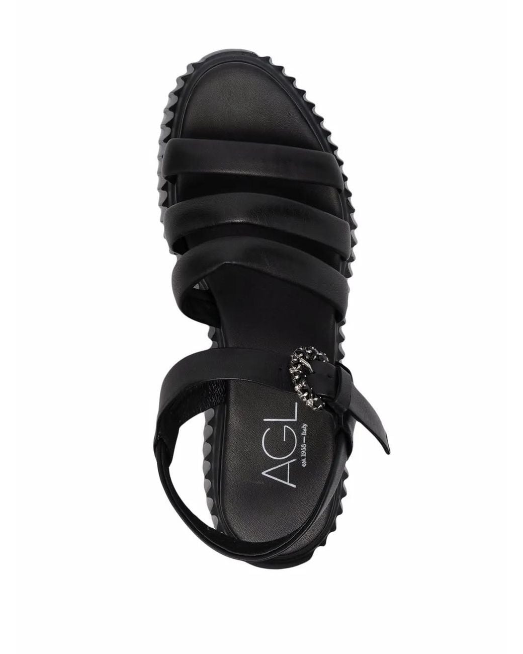 Agl Attilio Giusti Leombruni Black Side-Buckle Strap Sandals