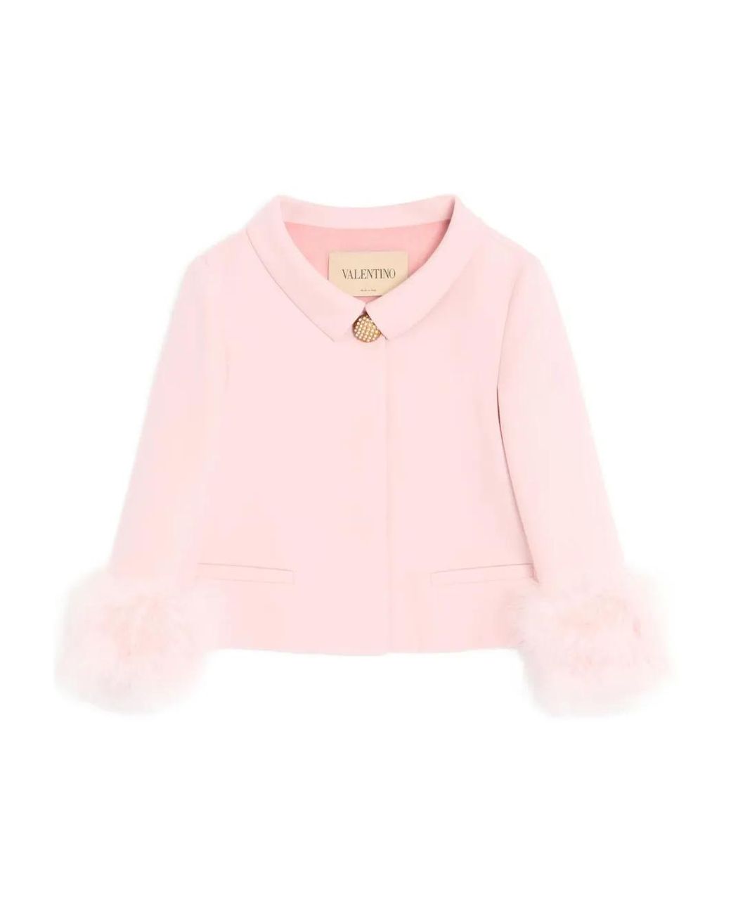 Valentino Garavani Pink Crepe Couture Jacket With Feathers