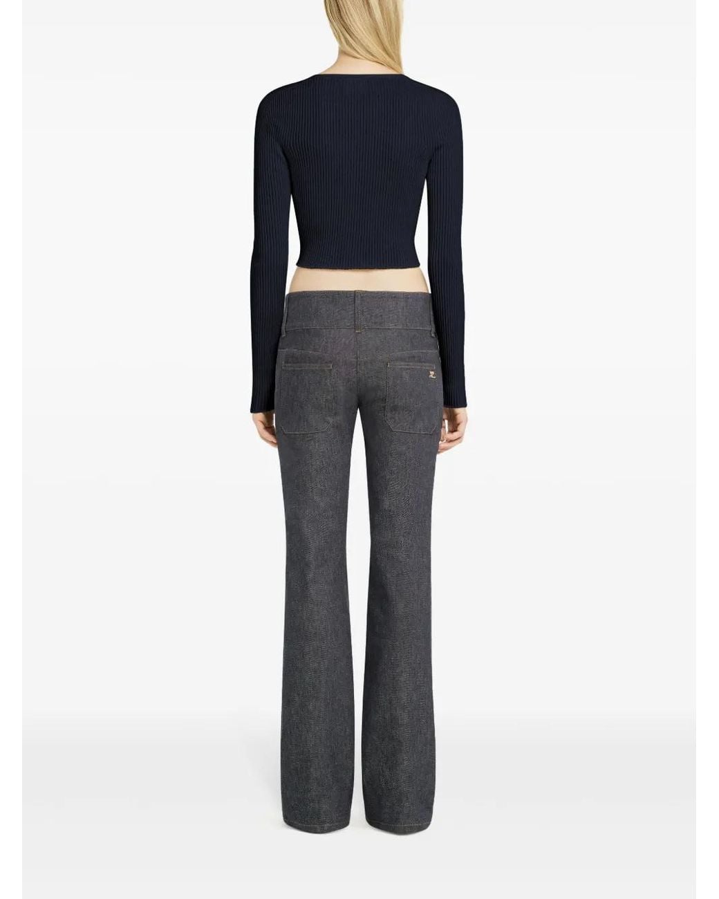 Courreges Blue Ribbed Knit Sweater