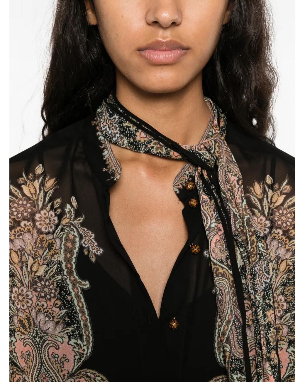 Zimmermann Black Clash Pussy-Bow-Collar Shirt