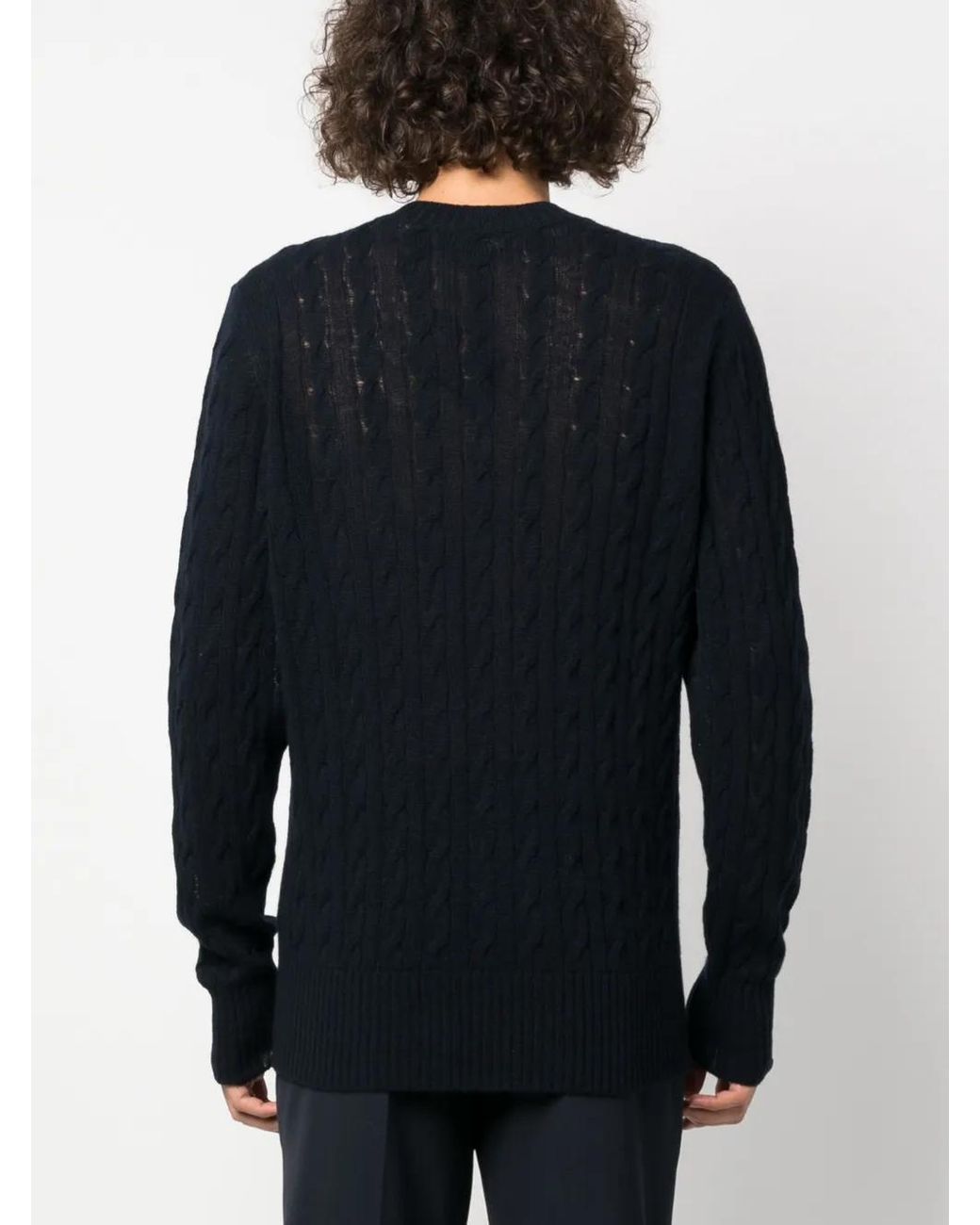 Etro Blue Logo-Embroidered Cashmere Jumper for men