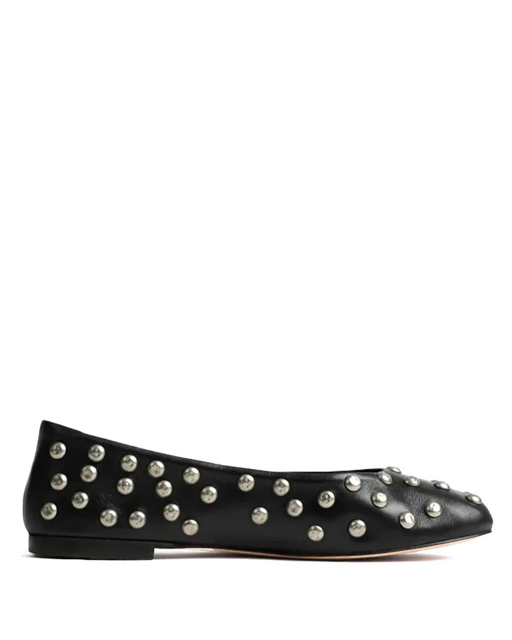 GIMAGUAS Black Stud-Embellished Ballerina Shoes