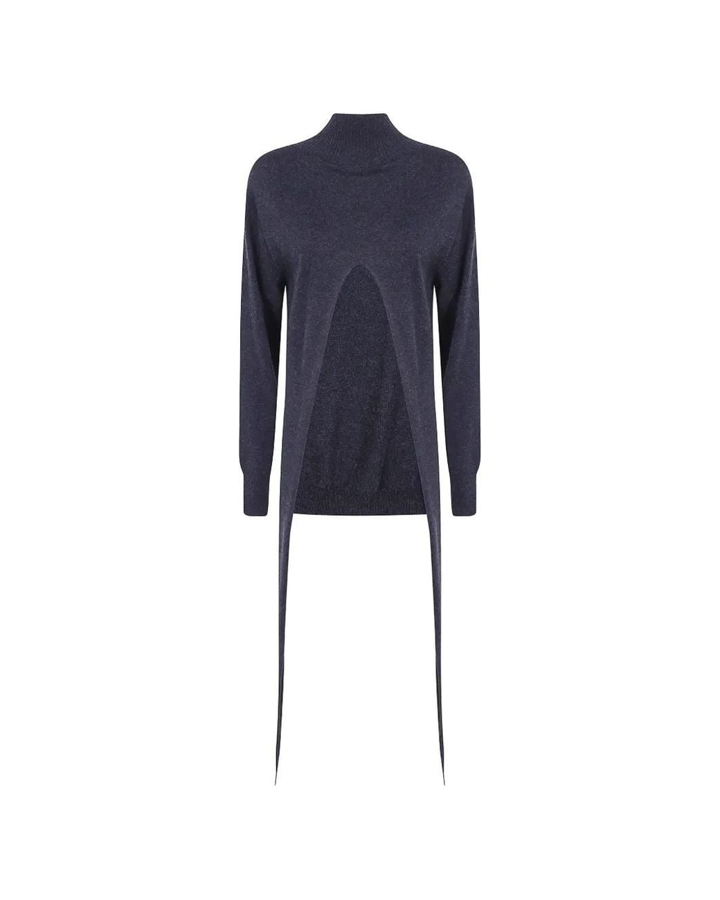 Issey Miyake Blue Cut-Out High-Neck Sweater
