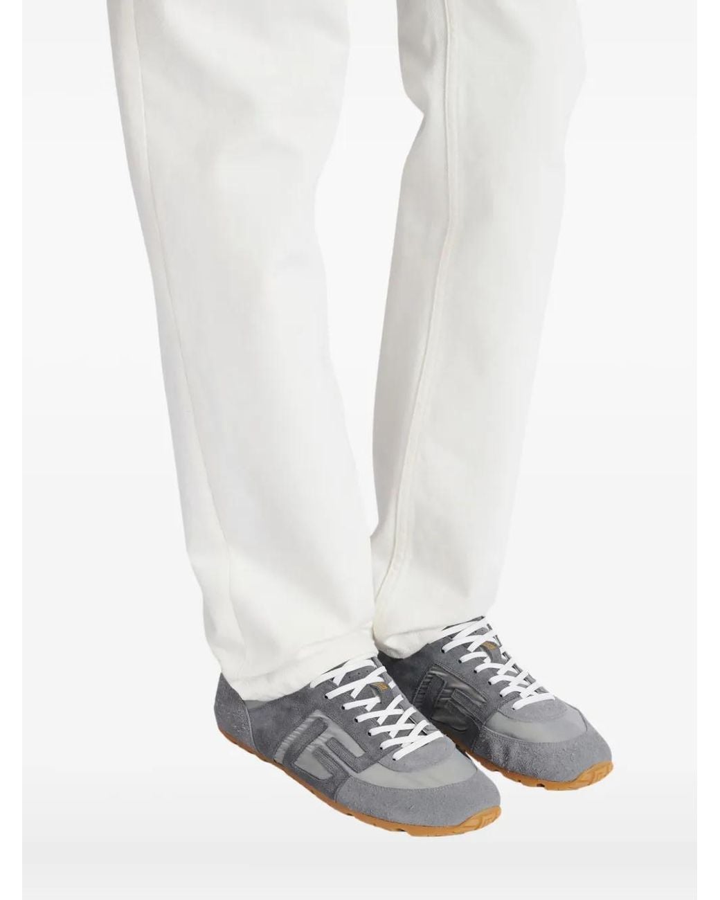 Balmain Gray Suede Racer 45 Sneakers for men