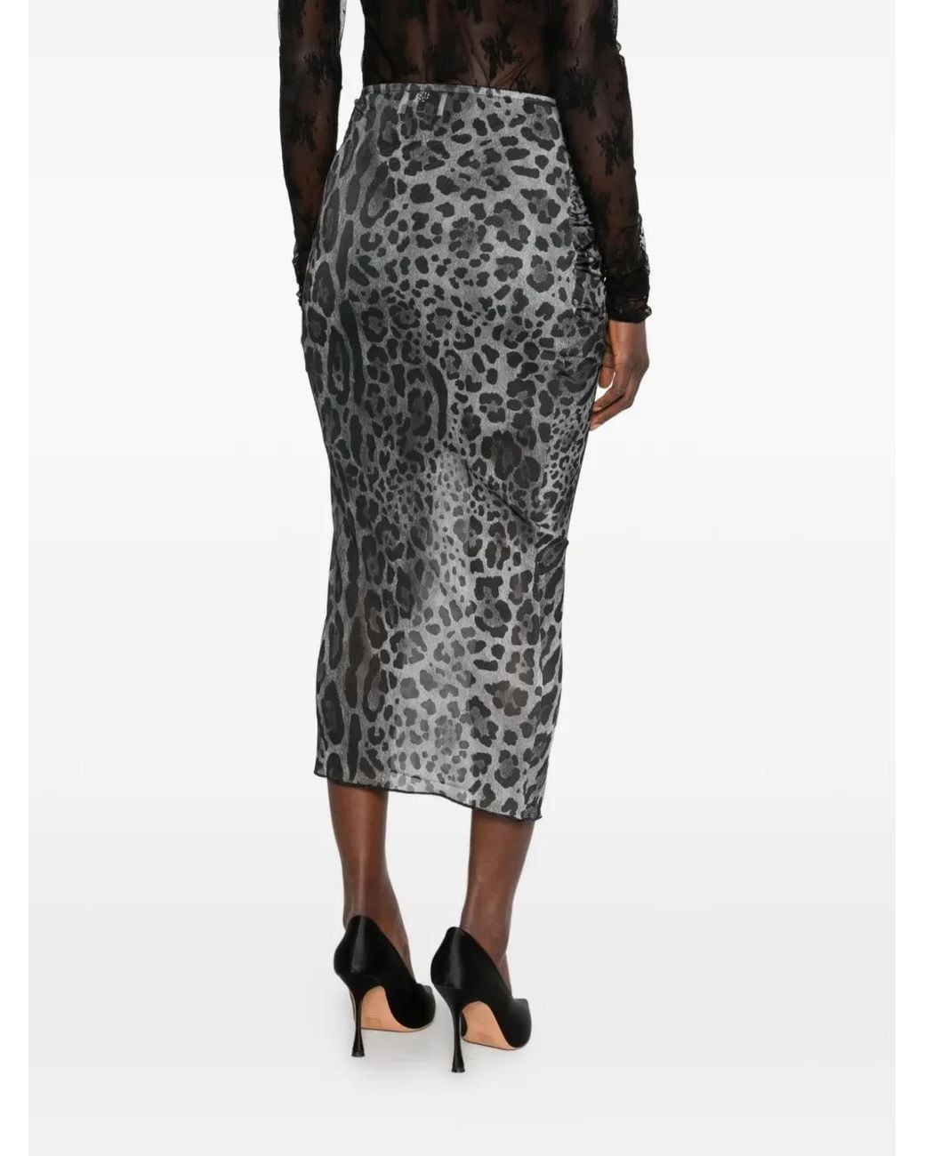 Aniye By Gray Lulù Leopard-Print Ruched Midi Skirt
