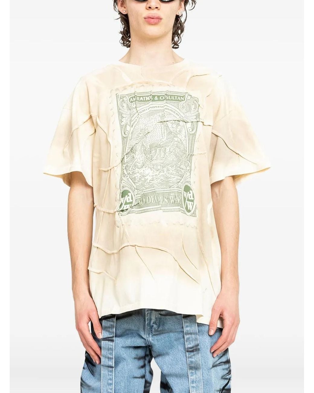 Who Decides War White Stamp-Print T-Shirt for men