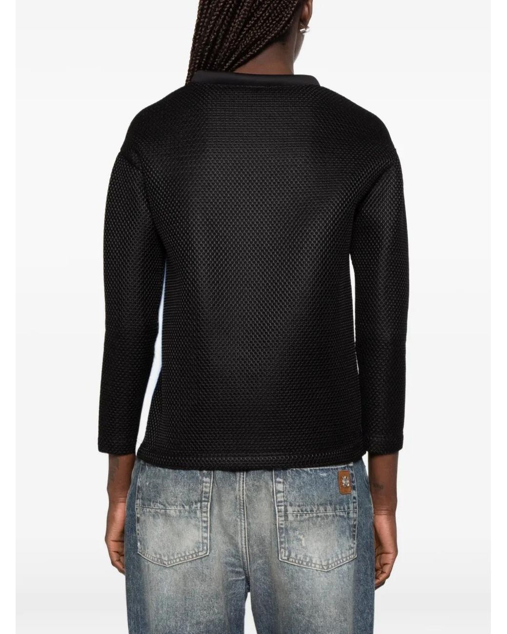 The Artistylist Blue Graphic-Print Mesh-Sleeve Sweatshirt