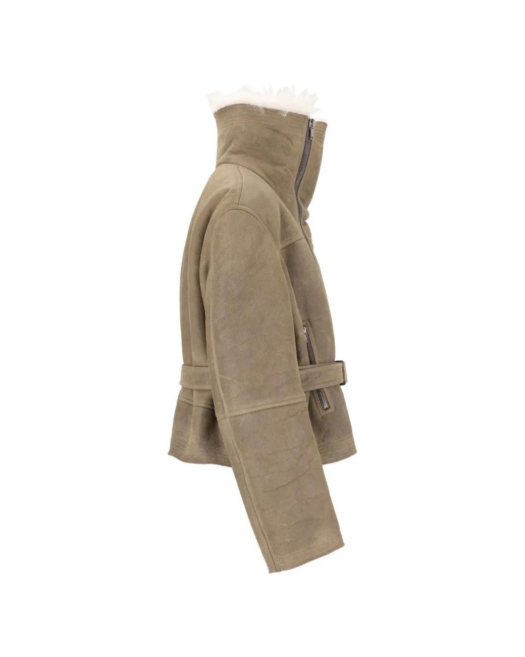 Rick Owens Natural Belted Leather Jacket
