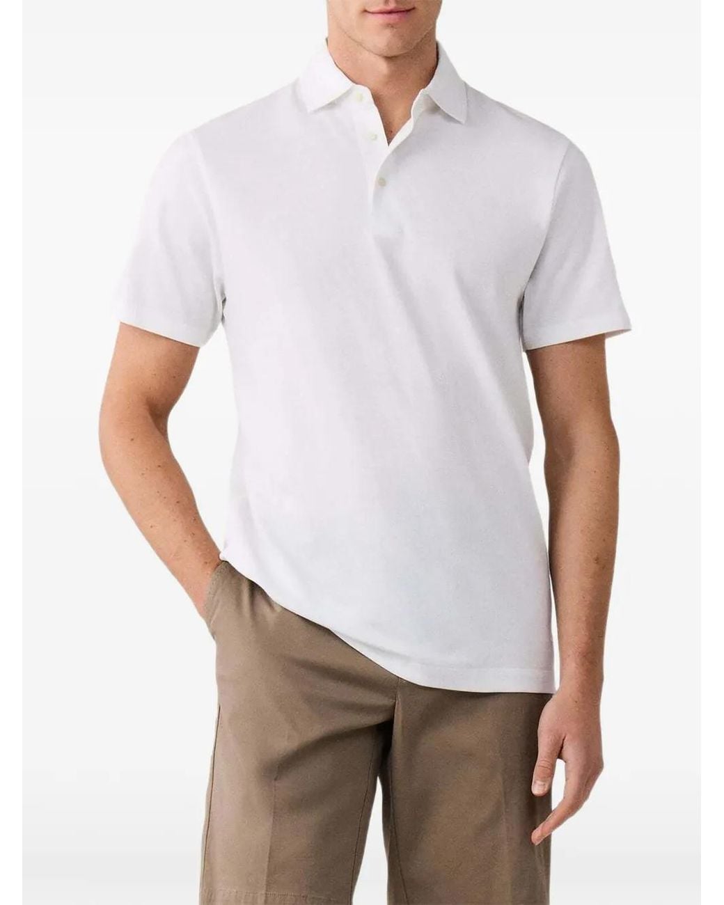 Hackett White Polo À Col Boutonné for men