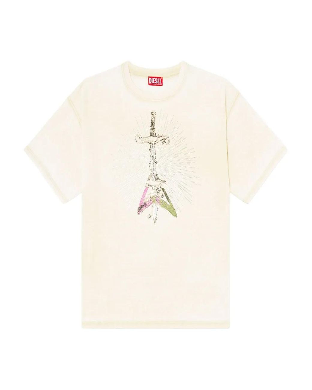 DIESEL White T-Box-T18 Graphic-Print Oversized T-Shirt for men
