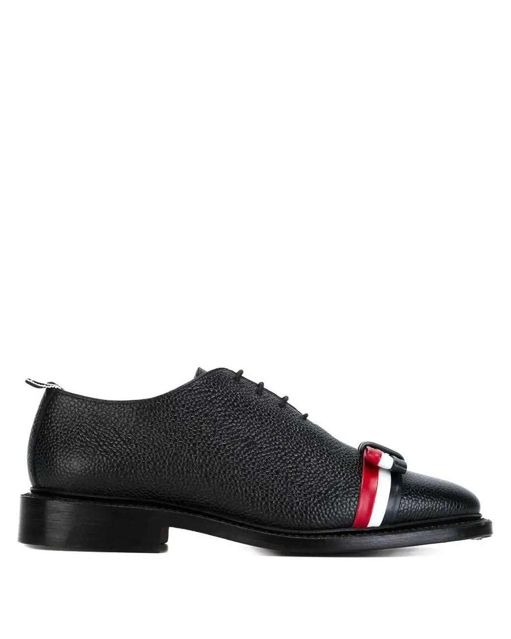 Thom Browne Black Wholecut Tricolour Bow Shoes