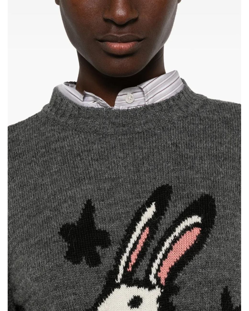 Weekend by Maxmara Black Nitra Rabbit-Intarsia Knitted Sweater