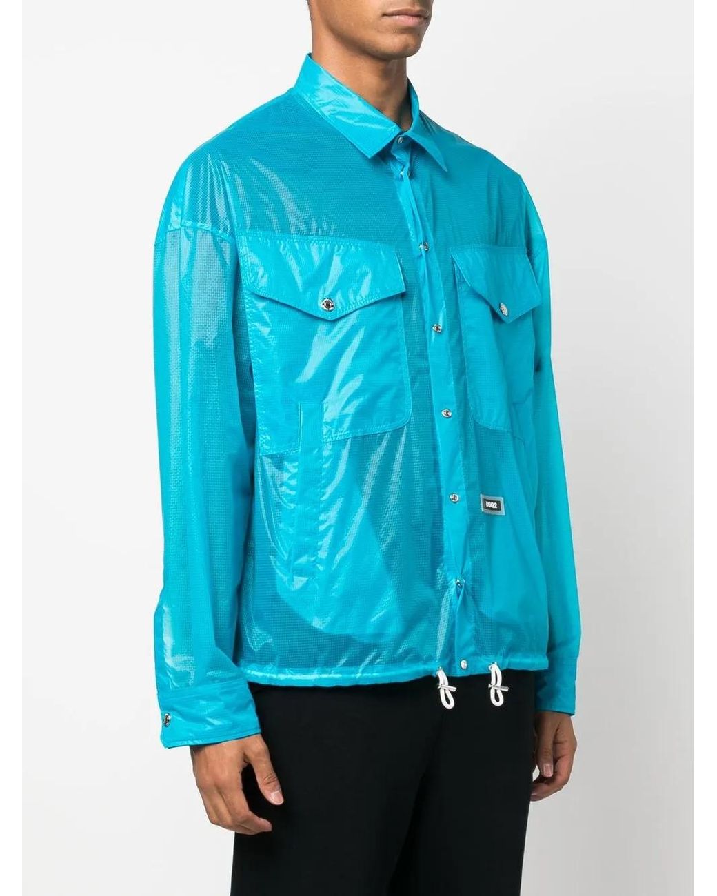 DSquared² Blue Logo-Patch Shirt Jacket for men