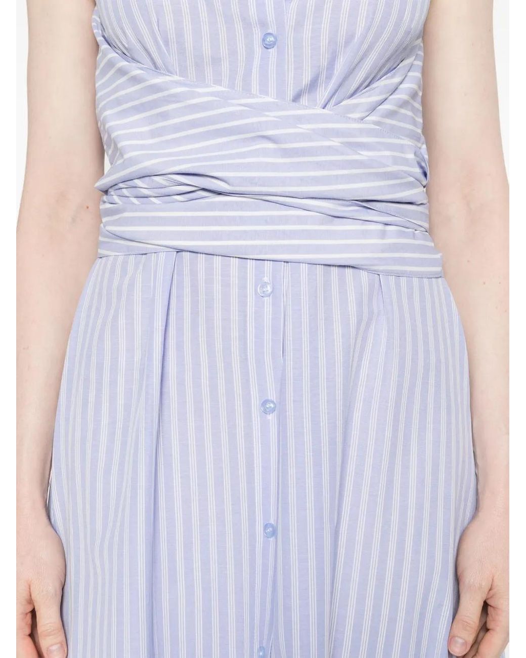 Twinset White Striped Midi Dress