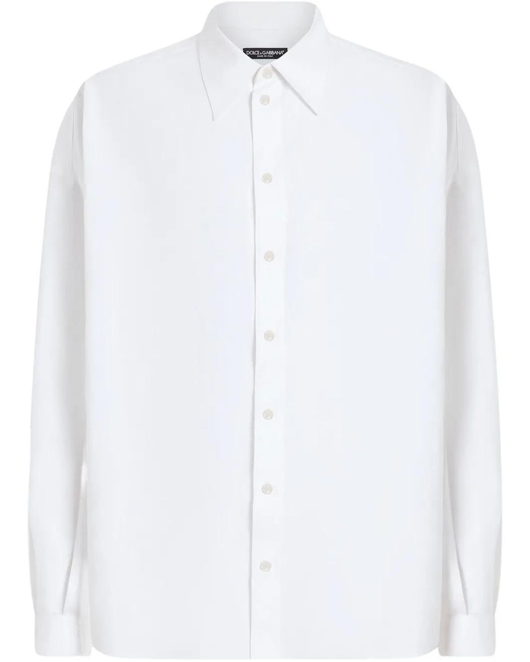 Dolce & Gabbana White Long-Sleeved Linen Shirt for men