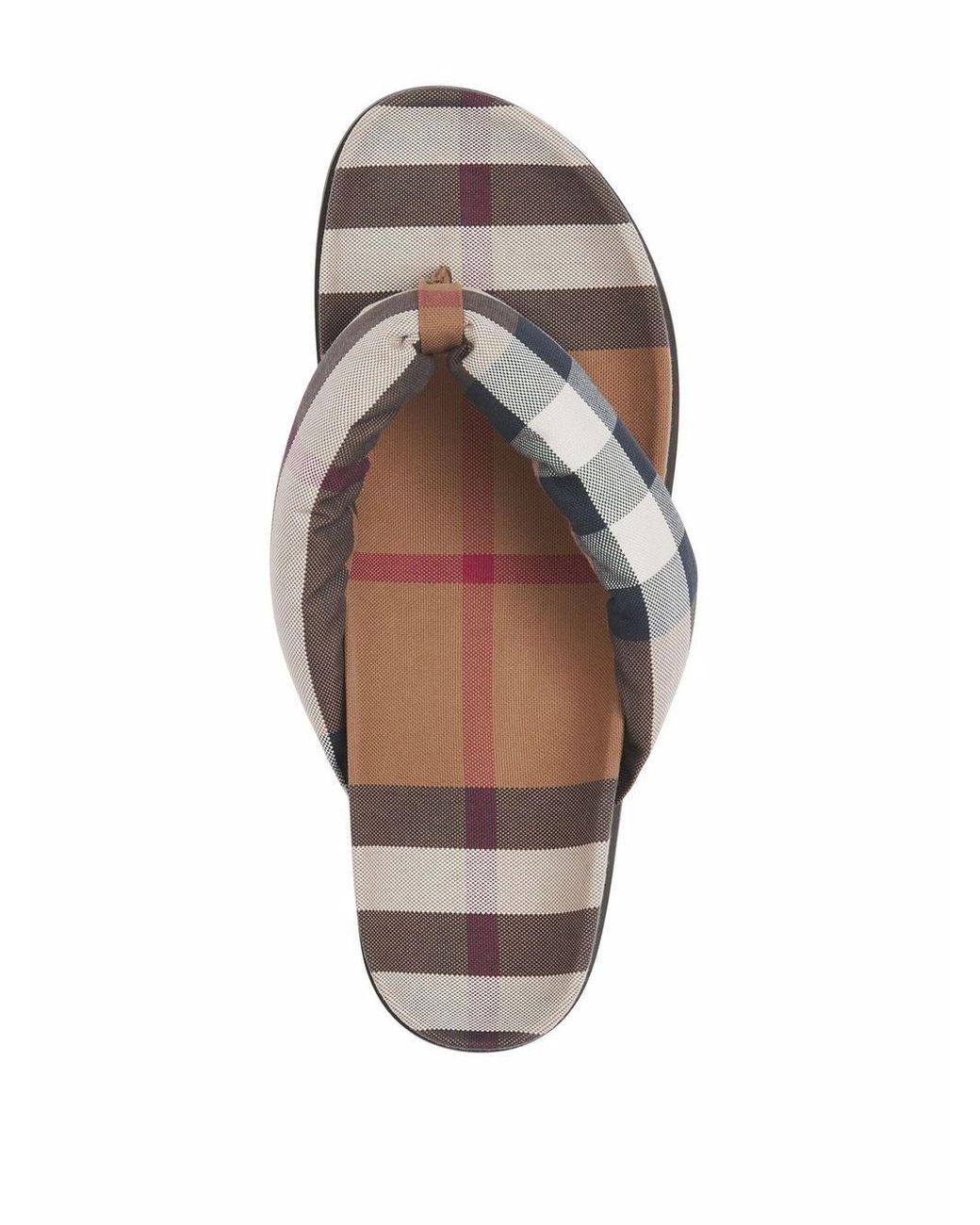 Heren Leren sandalen Burberry Katoen Geruite Slippers in het Bruin voor heren  Heren Schoenen voor voor Sandalen badslippers en teenslippers voor Leren  sandalen allware.com.br
