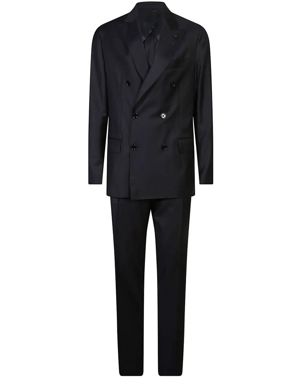 Lardini Black Double-Breasted Suit for men