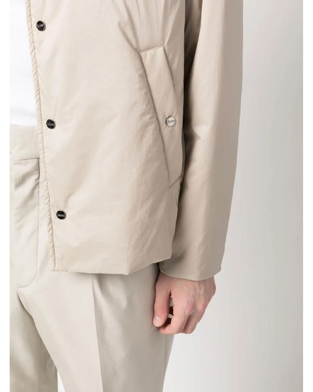 Herno Natural Beige Chantilly Buttoned Jacket for men