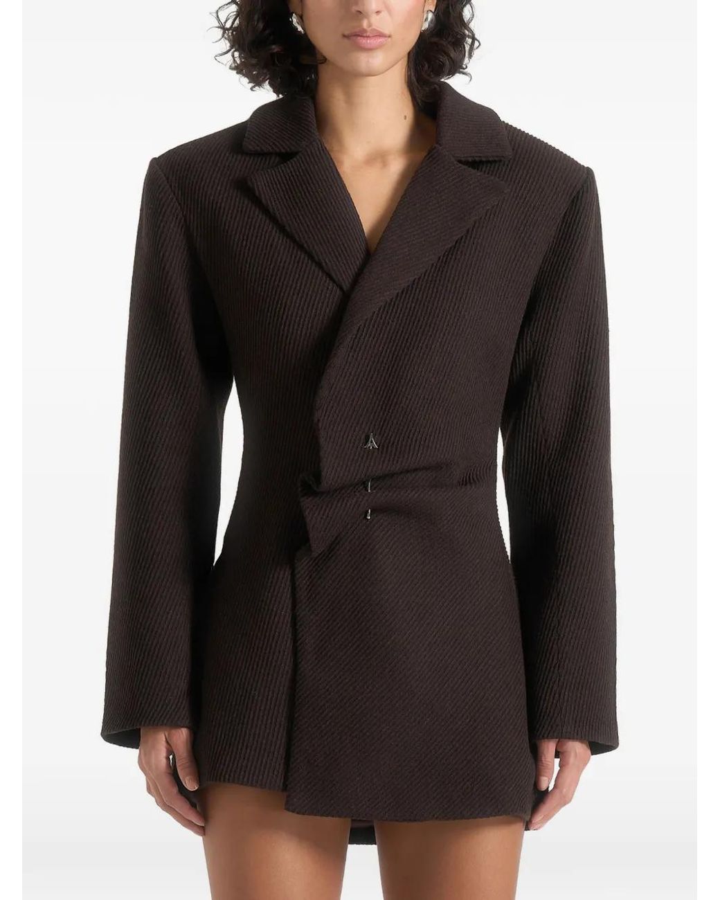 Manière De Voir Black Sylvie Asymmetric-Hem Mini Oversized Blazer Dress