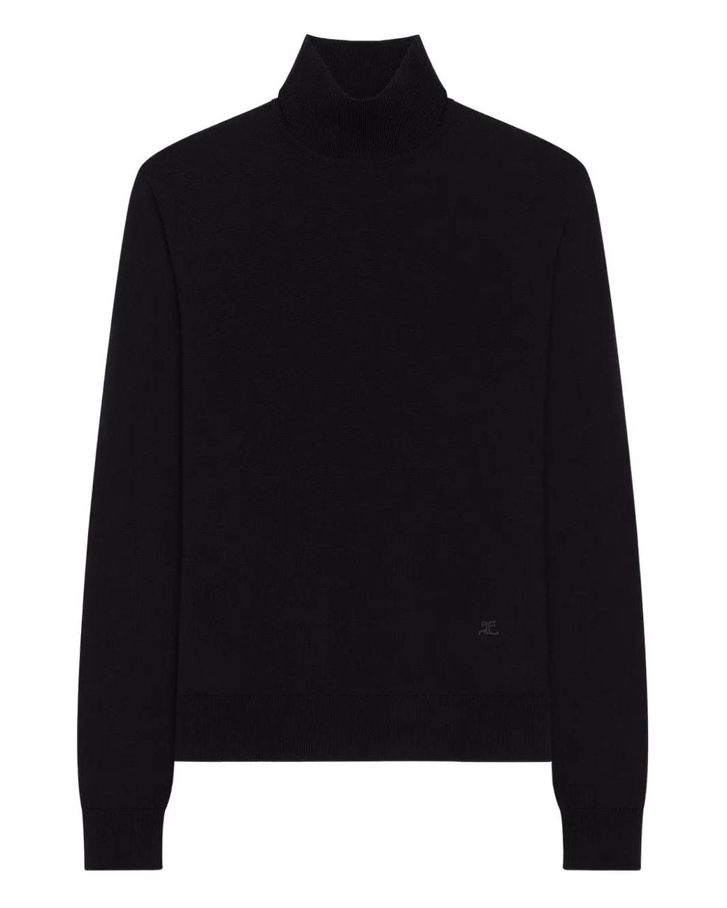 Courreges Black Asymmetric Turtleneck Sweater