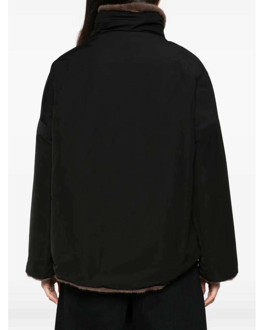 Collection Privée Black Faux-Fur Trim Reversible Short Coat
