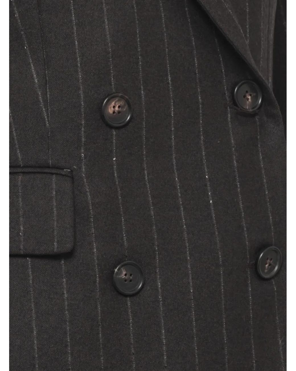 D.exterior Black Double-Breasted Pinstripe-Pattern Jacket