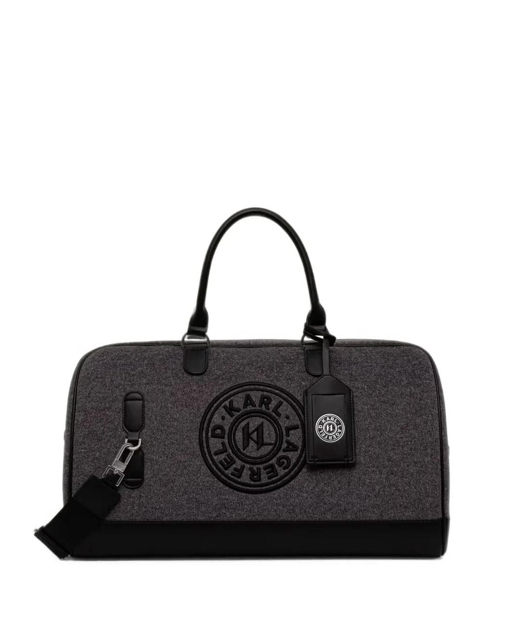 Karl Lagerfeld Black Logo-Patch Holdall for men