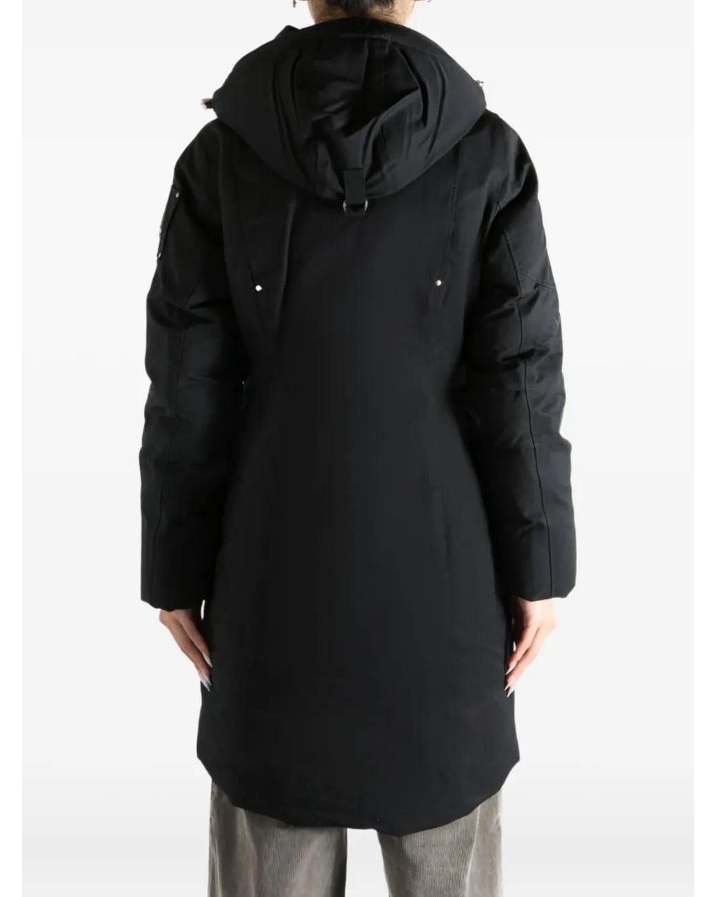 Moose Knuckles Black Fur Pompom Hooded Coat