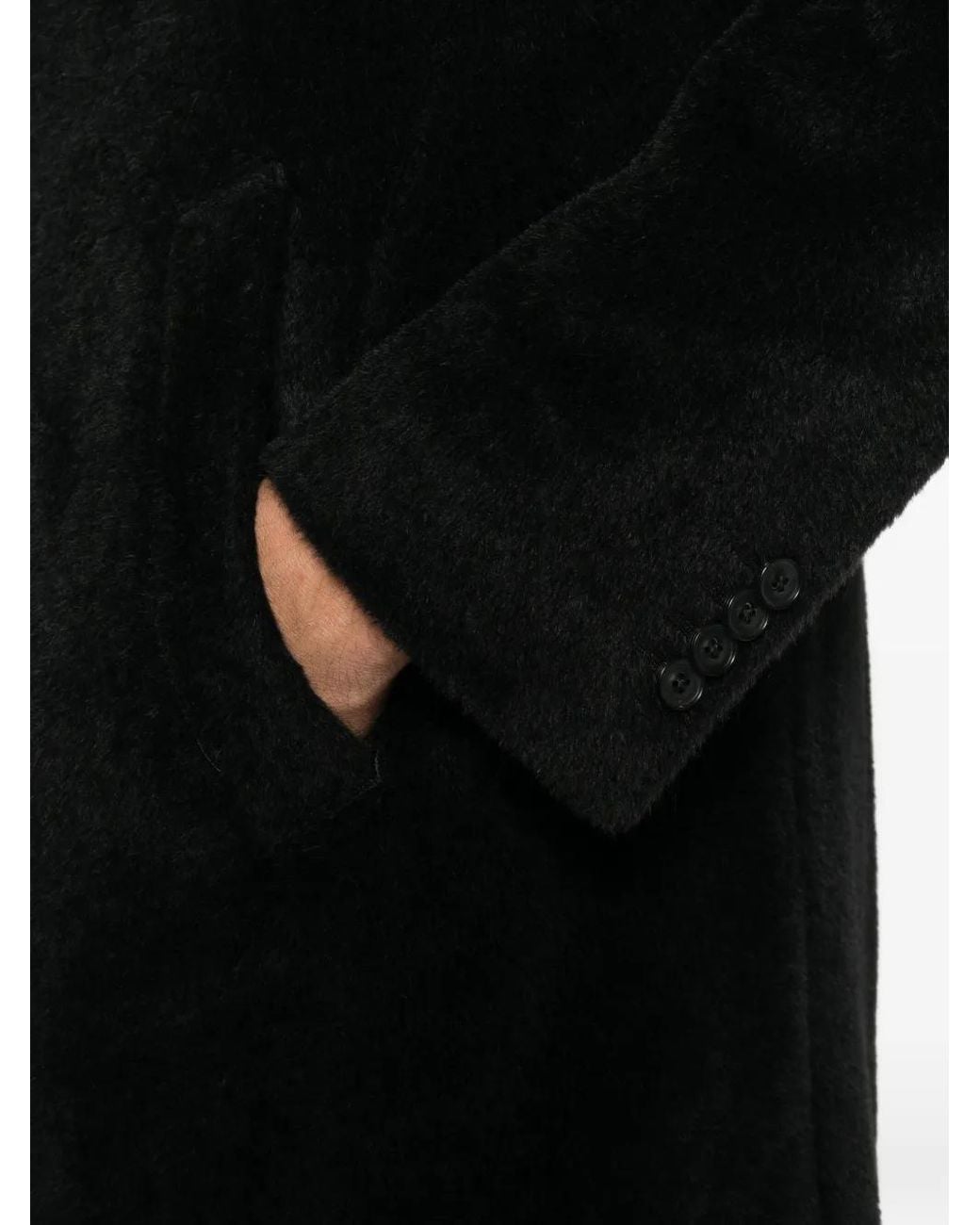 Canali Black Single-Breasted Notched-Lapel Coat for men