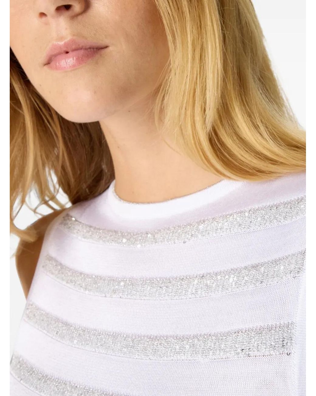 Missoni White Robe Longue Rayée À Design Sans Manches