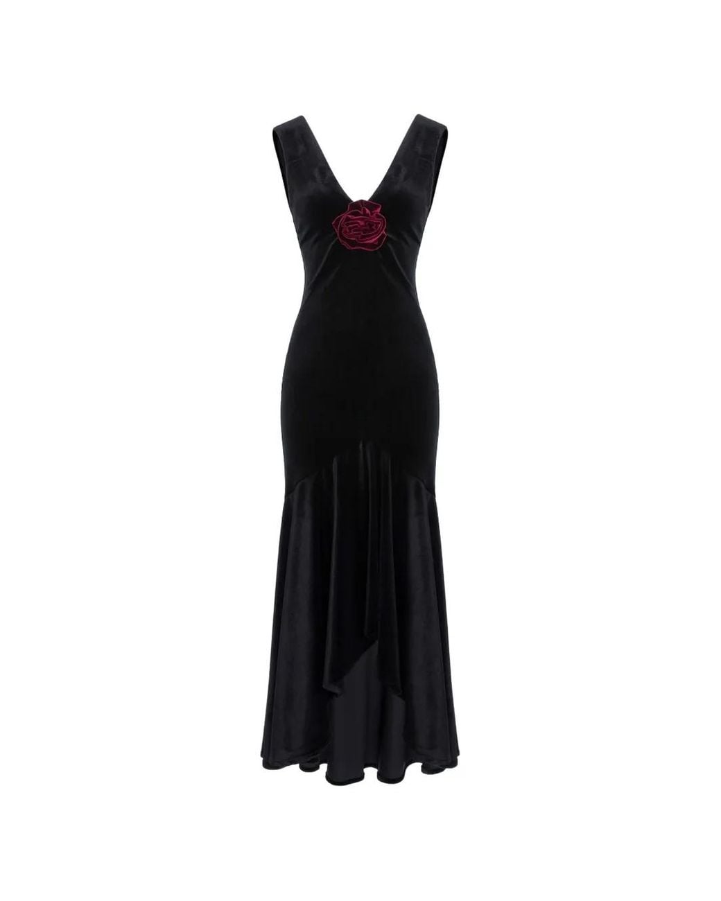 ROSERRY Tango Rose-Appliqué High-Low Dress in Black | Lyst UK
