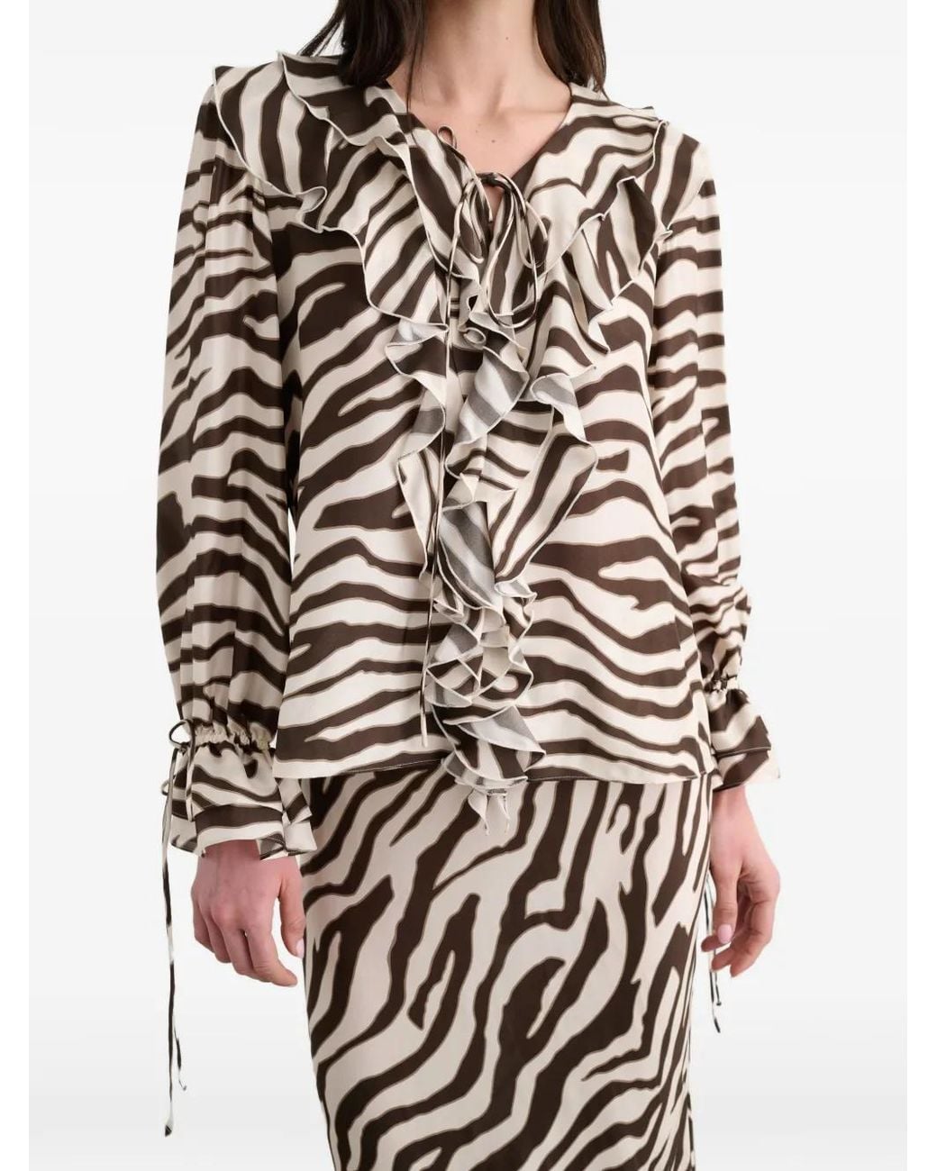 Toccin White Zebra-Print High-Waisted Skirt