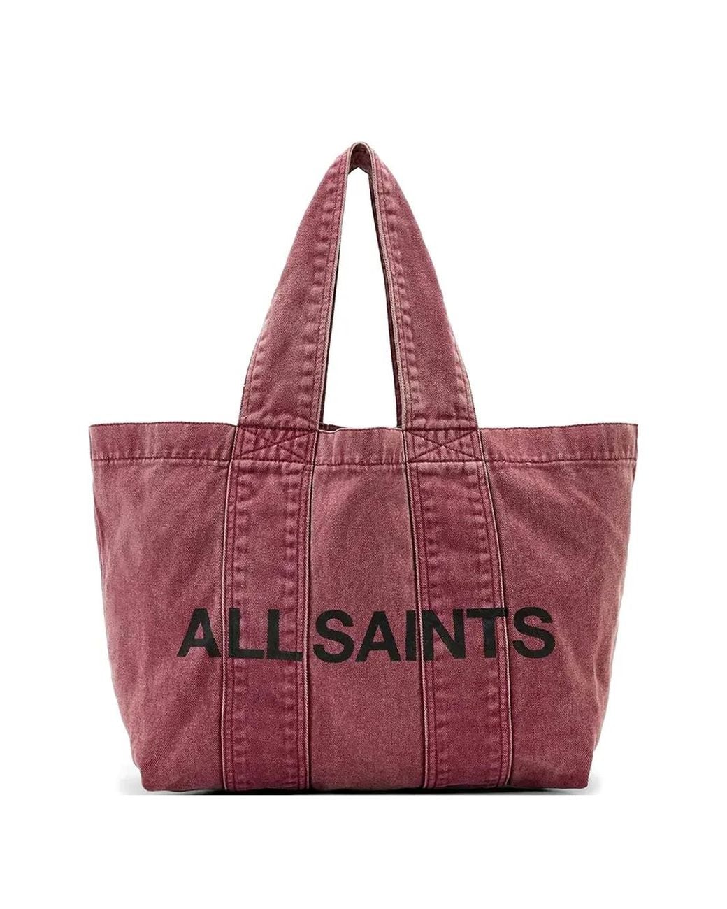 AllSaints Red Logo-Print Tote Bag