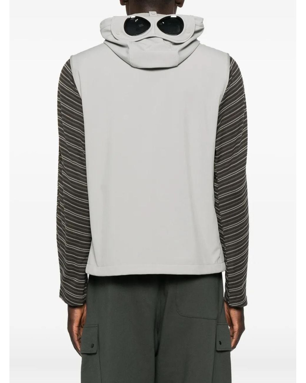 C P Company Gray Hooded Waistcoat for men