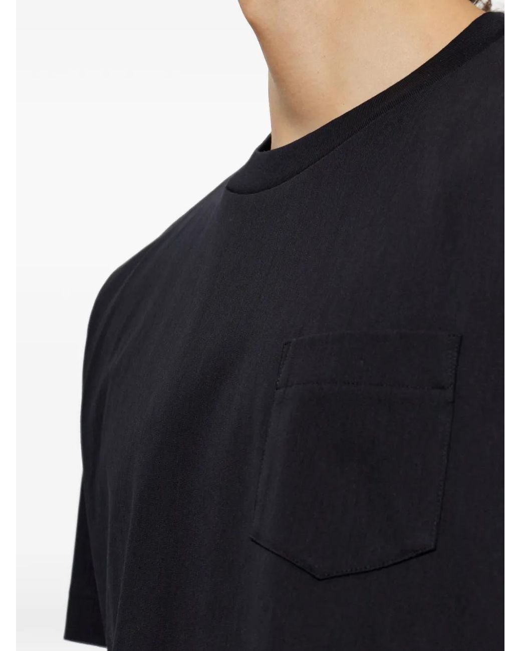 Sacai Black Layered-Panel Chest-Pocket T-Shirt for men