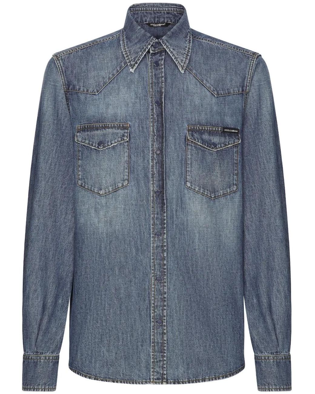 Dolce & Gabbana Blue Timeless Collared Button-Up Denim Shirt For for men