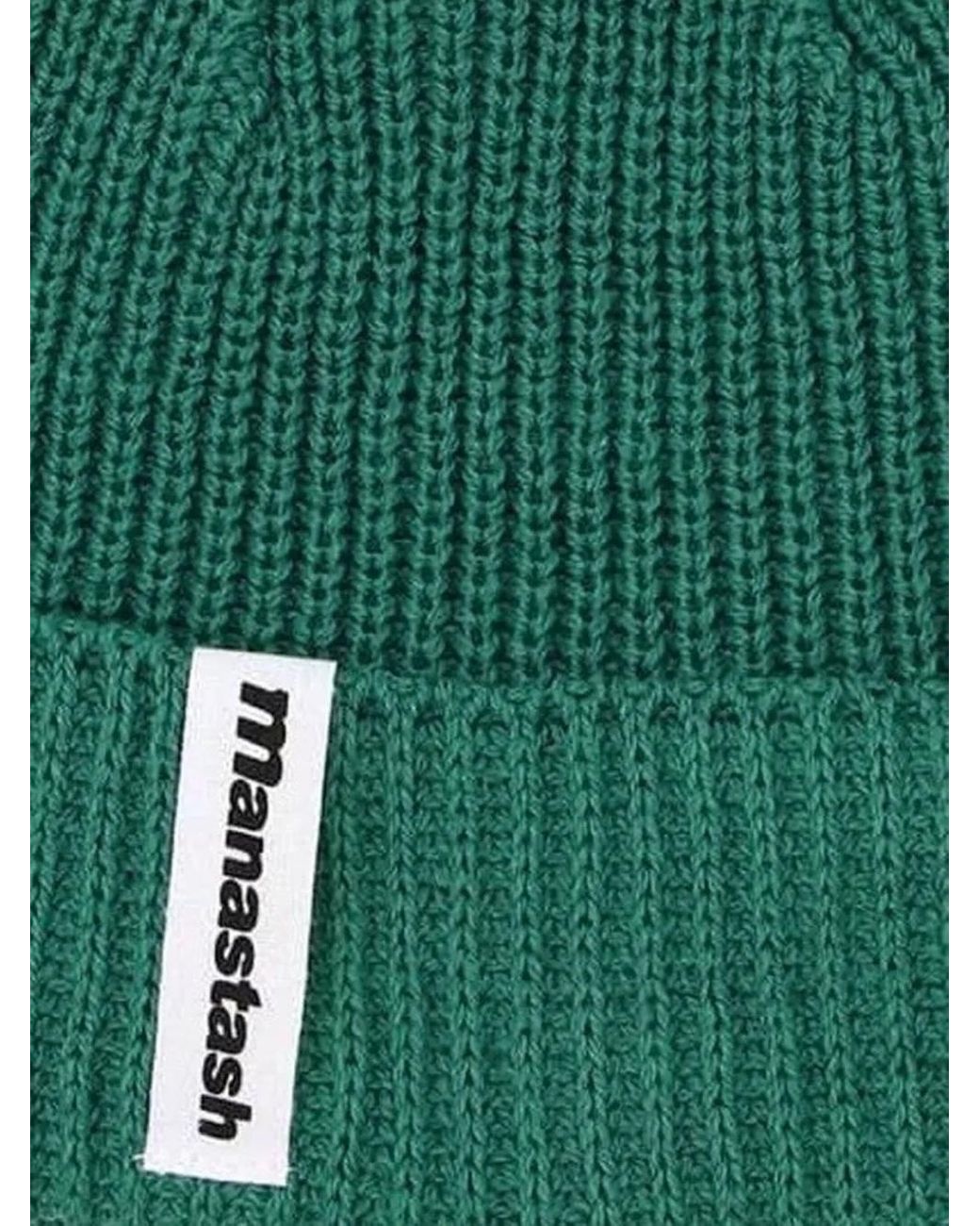 Manastash Green Ribbed Cotton Beanie for men
