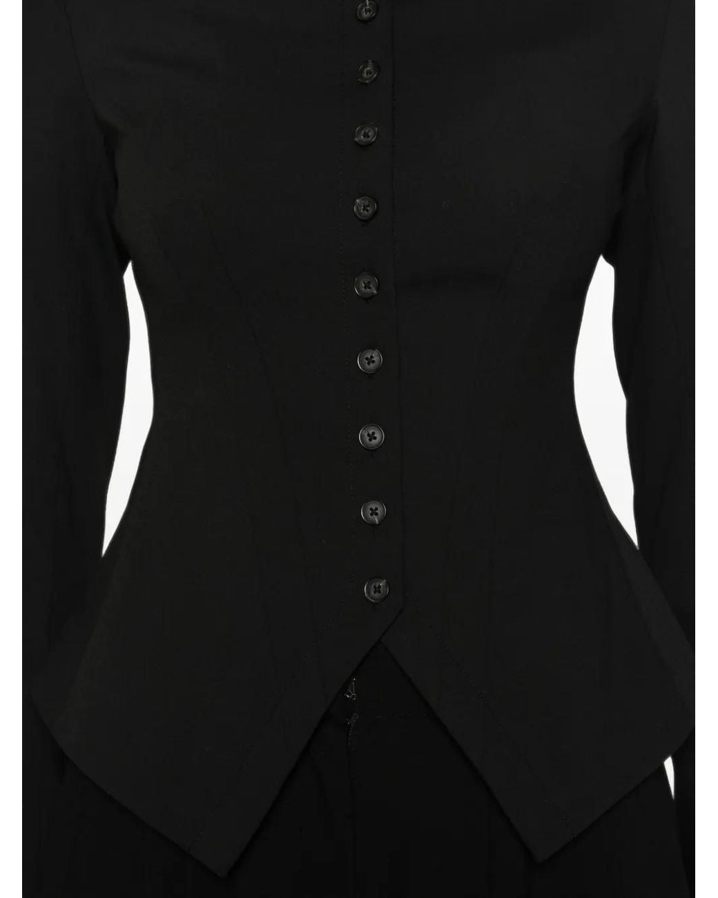 Staud Black Adrian Button-Up Fitted Jacket