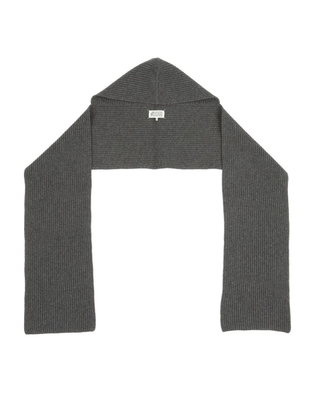 Maison Margiela Black Ribbed Hooded Scarf for men