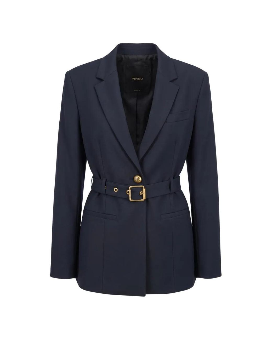 Pinko Blue Belted Single-Breasted Blazer