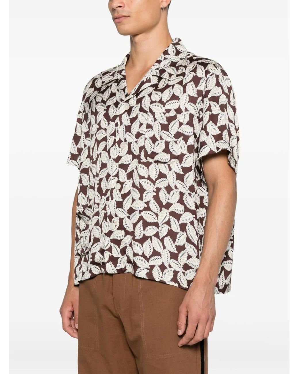 Bode White Leaf-Print Shirt for men