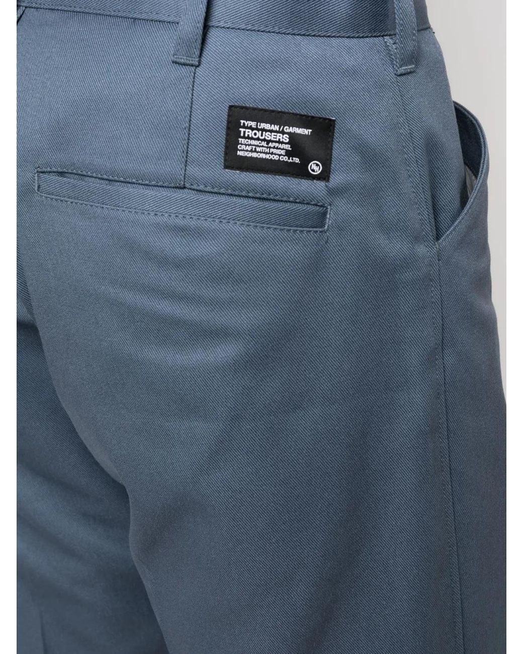 Neighborhood Blue Logo-Patch Wide-Leg Trousers for men